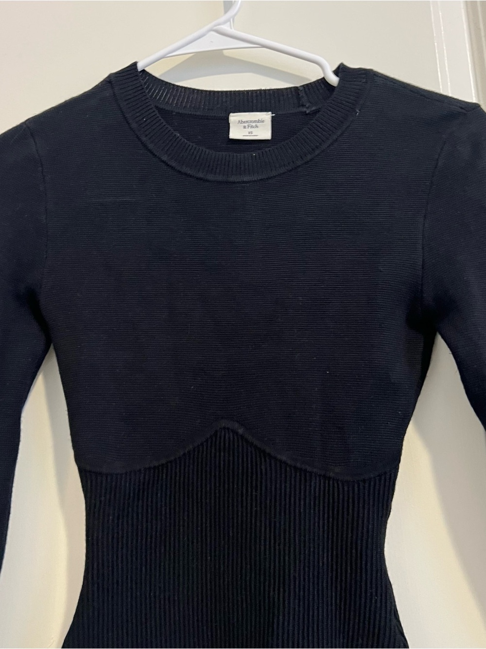 Abercrombie & Fitch Black Long-Sleeve Ribbed One-Piece Bodysuit - Picture 2 of 5